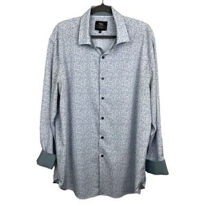 WRK Shirt Mens Size 18 Floral 4-Way Stretch Button Up Flip Cuff‎ Long Sleeve